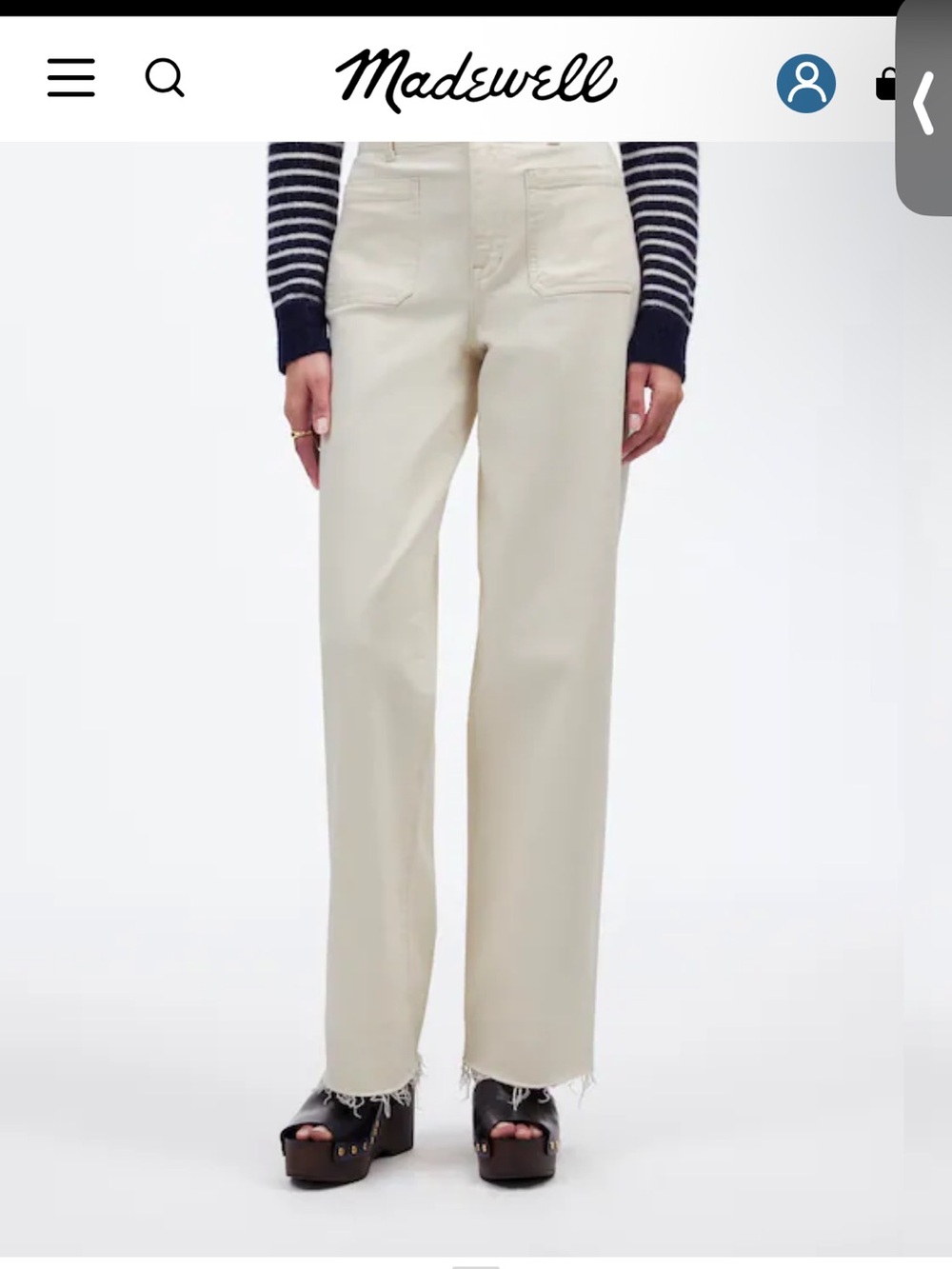 Madewell Emmett Wide-Leg Jeans in Cream